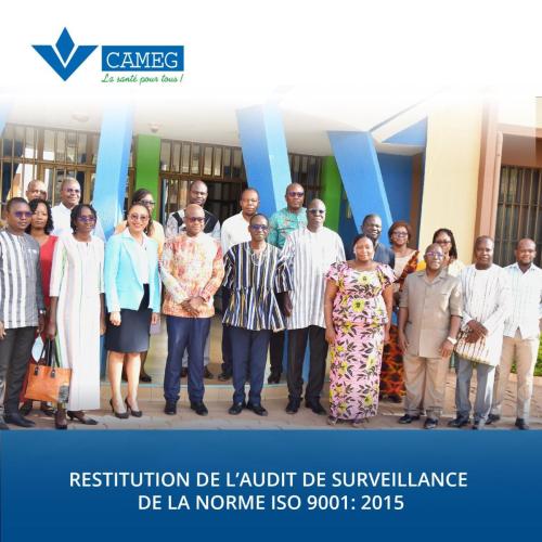 Le certificat ISO 9001 : 2015 de la CAMEG à nouveau confirmé par la British Standars Institution